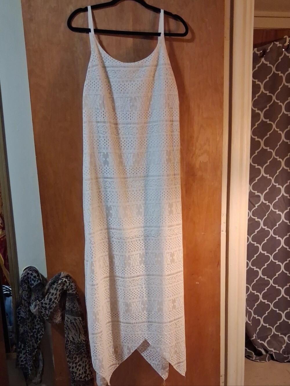 NOBO White Crochet Asymmetrical Maxi Dress